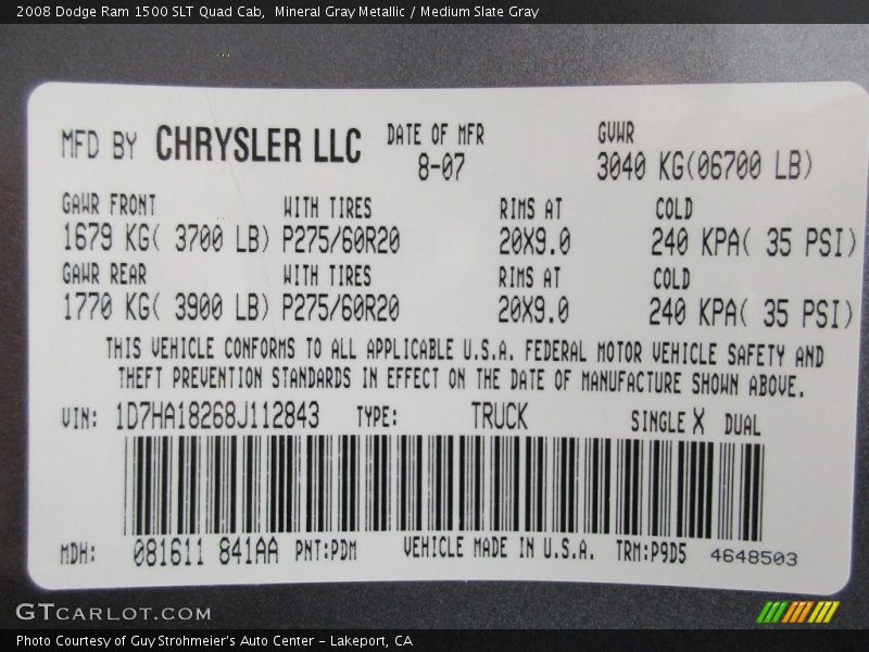 Mineral Gray Metallic / Medium Slate Gray 2008 Dodge Ram 1500 SLT Quad Cab