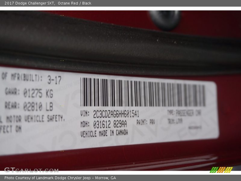 Octane Red / Black 2017 Dodge Challenger SXT
