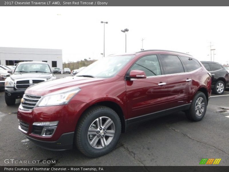 Siren Red Tintcoat / Ebony 2017 Chevrolet Traverse LT AWD