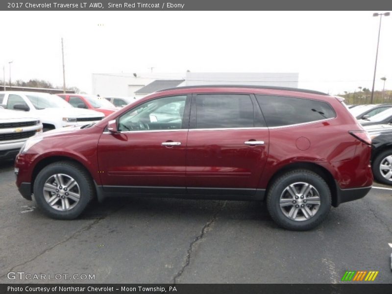 Siren Red Tintcoat / Ebony 2017 Chevrolet Traverse LT AWD
