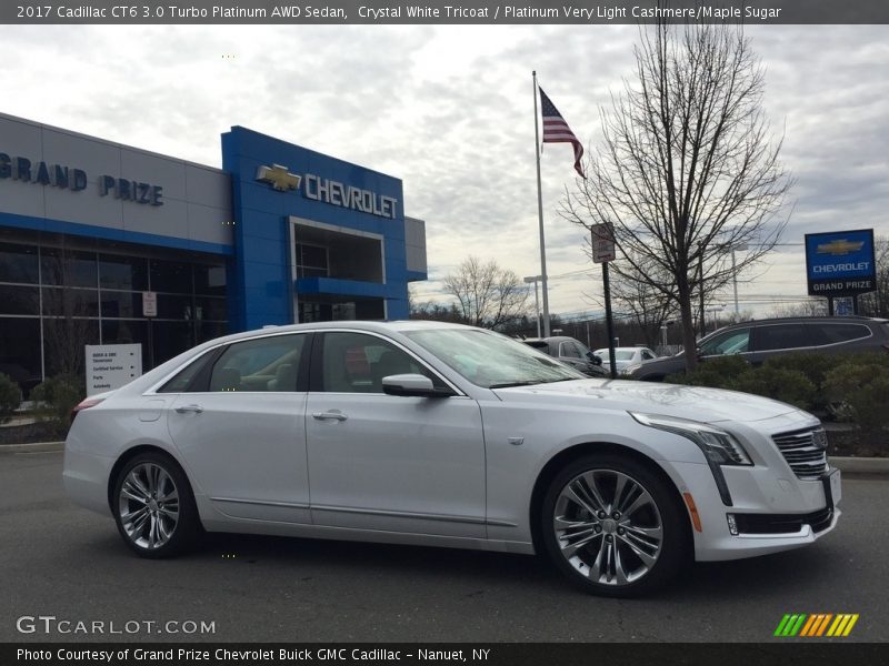 Crystal White Tricoat / Platinum Very Light Cashmere/Maple Sugar 2017 Cadillac CT6 3.0 Turbo Platinum AWD Sedan