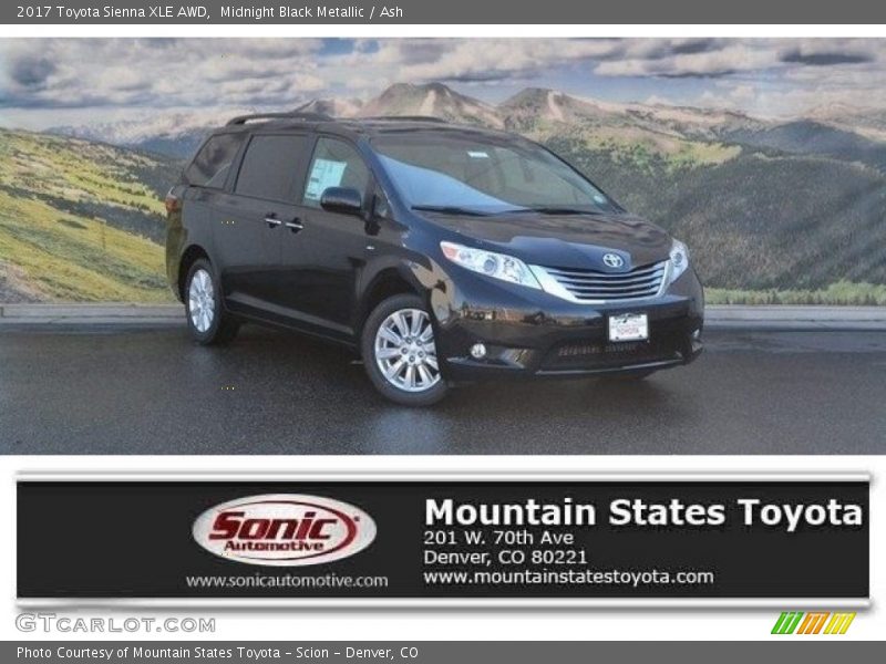 Midnight Black Metallic / Ash 2017 Toyota Sienna XLE AWD