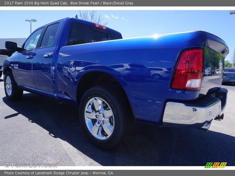 Blue Streak Pearl / Black/Diesel Gray 2017 Ram 1500 Big Horn Quad Cab