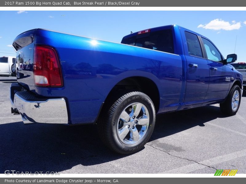 Blue Streak Pearl / Black/Diesel Gray 2017 Ram 1500 Big Horn Quad Cab
