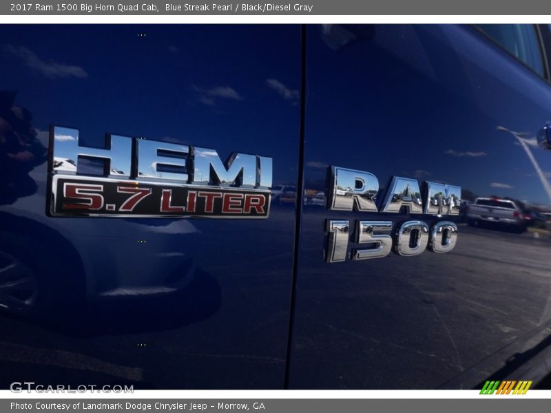 Blue Streak Pearl / Black/Diesel Gray 2017 Ram 1500 Big Horn Quad Cab
