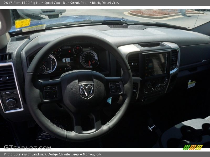 Blue Streak Pearl / Black/Diesel Gray 2017 Ram 1500 Big Horn Quad Cab