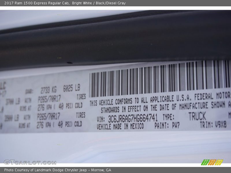 2017 1500 Express Regular Cab Bright White Color Code PW7