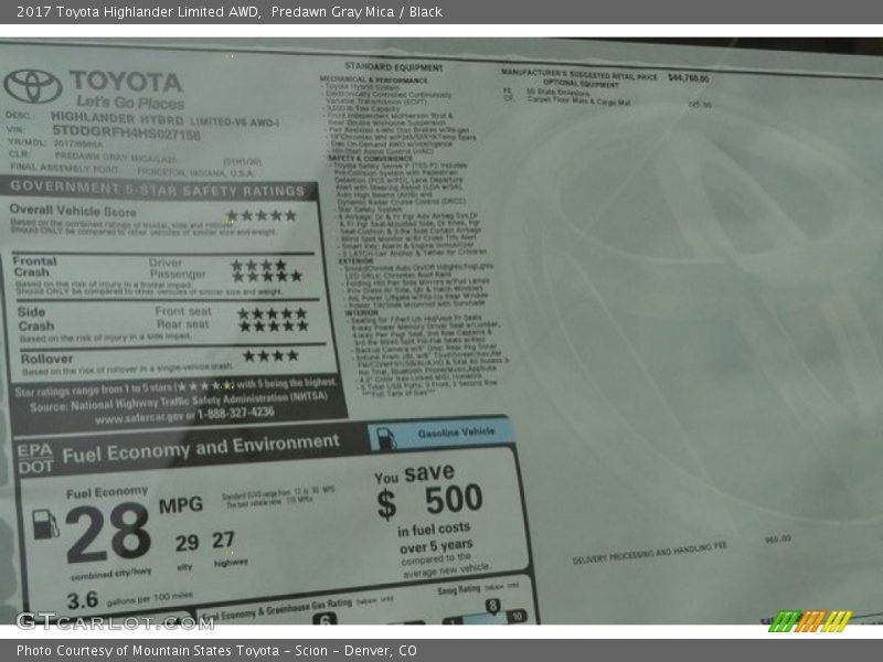 Predawn Gray Mica / Black 2017 Toyota Highlander Limited AWD