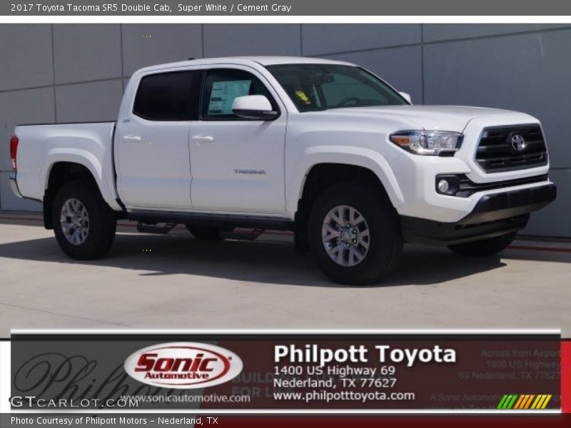 Super White / Cement Gray 2017 Toyota Tacoma SR5 Double Cab