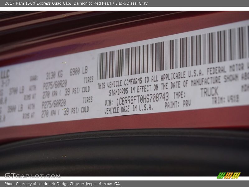 Delmonico Red Pearl / Black/Diesel Gray 2017 Ram 1500 Express Quad Cab