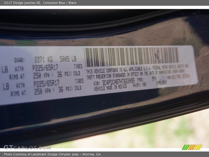 Contusion Blue / Black 2017 Dodge Journey SE