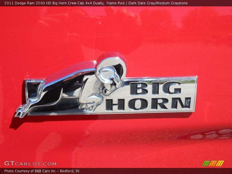 Flame Red / Dark Slate Gray/Medium Graystone 2011 Dodge Ram 3500 HD Big Horn Crew Cab 4x4 Dually