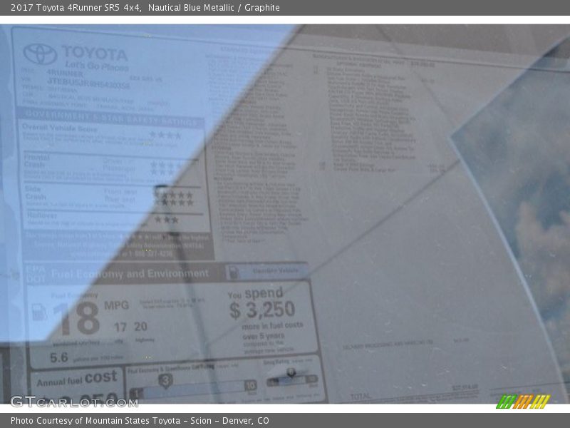 Nautical Blue Metallic / Graphite 2017 Toyota 4Runner SR5 4x4