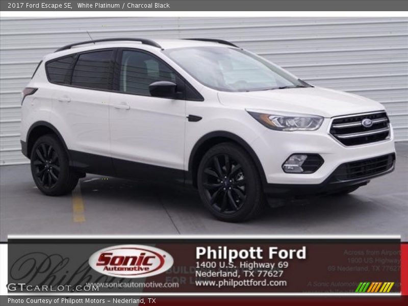 White Platinum / Charcoal Black 2017 Ford Escape SE