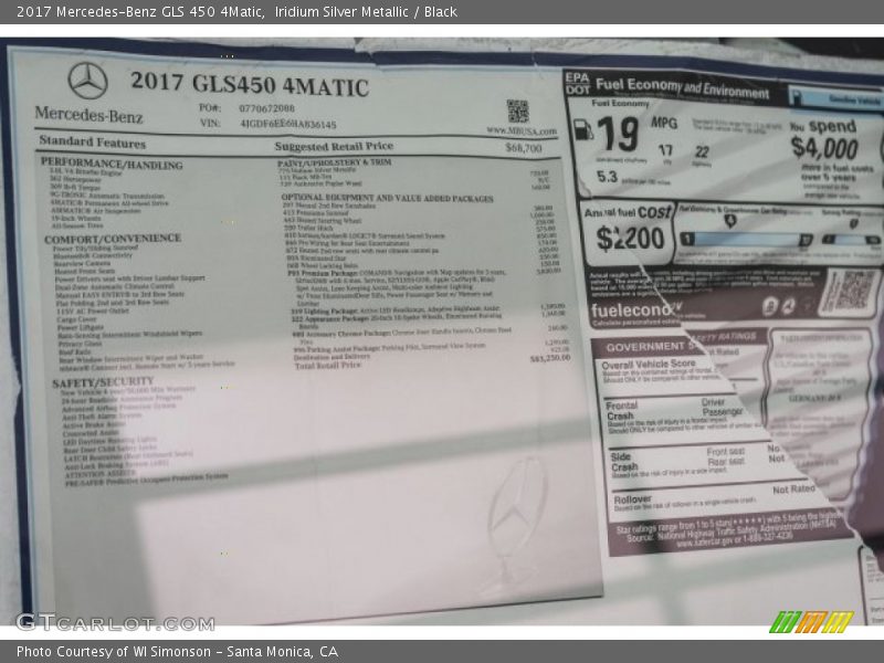 Iridium Silver Metallic / Black 2017 Mercedes-Benz GLS 450 4Matic