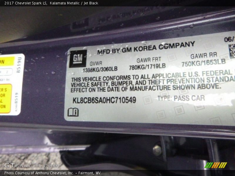 Kalamata Metallic / Jet Black 2017 Chevrolet Spark LS