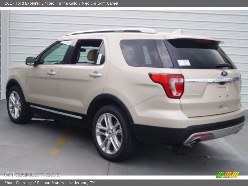 White Gold / Medium Light Camel 2017 Ford Explorer Limited