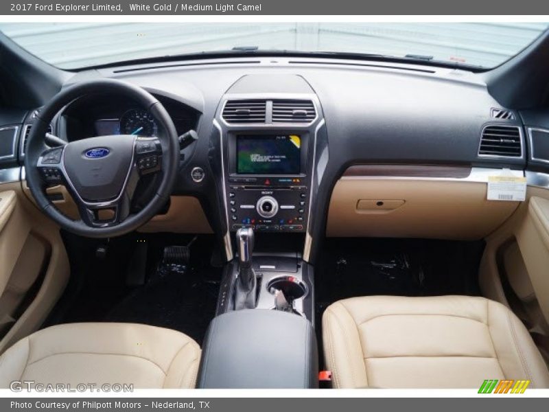 White Gold / Medium Light Camel 2017 Ford Explorer Limited
