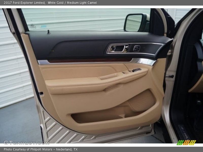 White Gold / Medium Light Camel 2017 Ford Explorer Limited