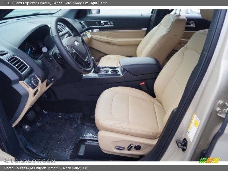 White Gold / Medium Light Camel 2017 Ford Explorer Limited