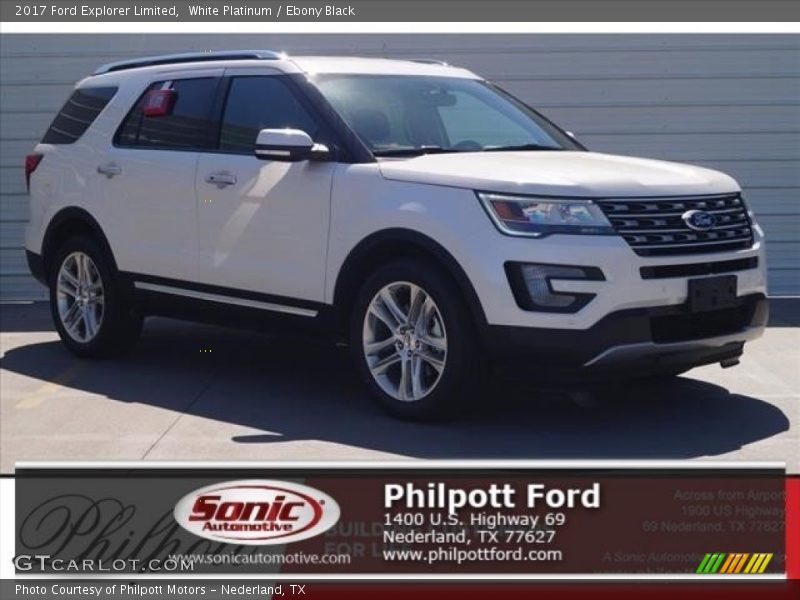 White Platinum / Ebony Black 2017 Ford Explorer Limited