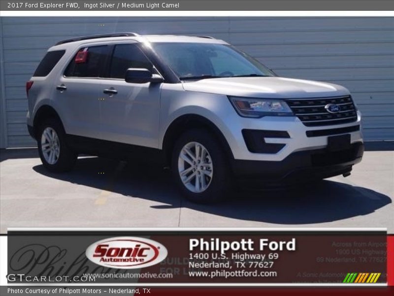 Ingot Silver / Medium Light Camel 2017 Ford Explorer FWD