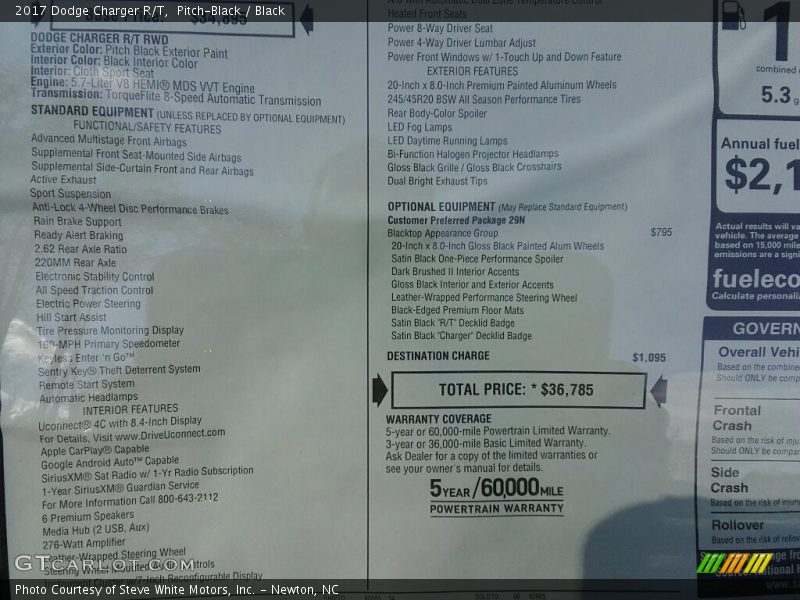 Pitch-Black / Black 2017 Dodge Charger R/T