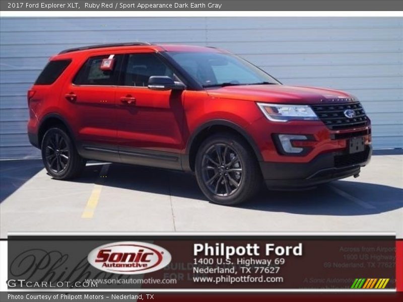 Ruby Red / Sport Appearance Dark Earth Gray 2017 Ford Explorer XLT