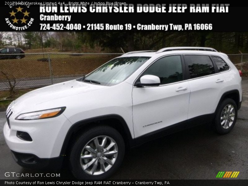 Bright White / Indigo Blue/Brown 2017 Jeep Cherokee Limited 4x4