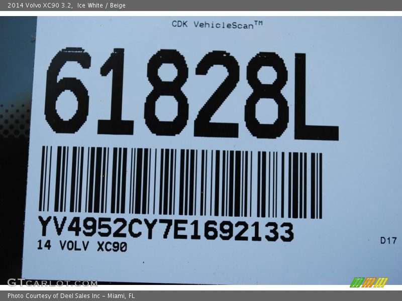 Ice White / Beige 2014 Volvo XC90 3.2