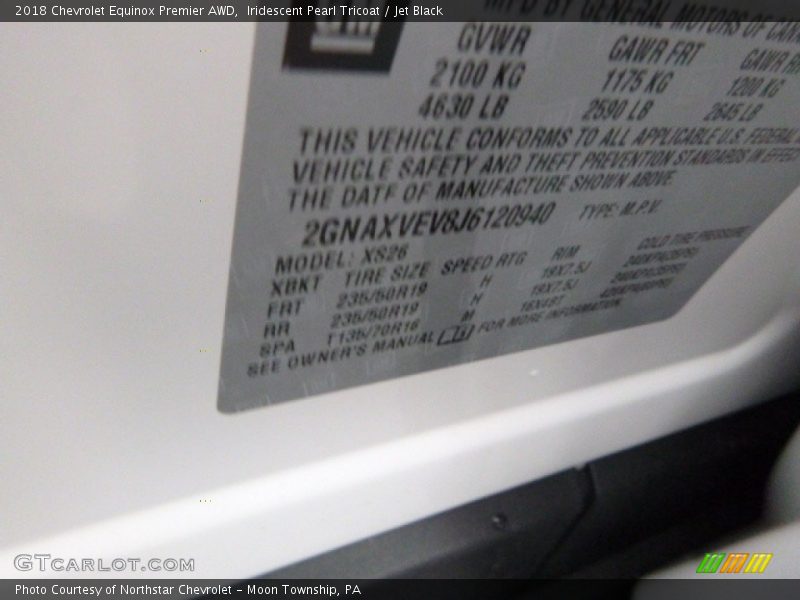Iridescent Pearl Tricoat / Jet Black 2018 Chevrolet Equinox Premier AWD