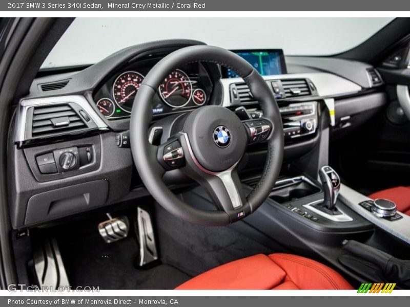 Mineral Grey Metallic / Coral Red 2017 BMW 3 Series 340i Sedan