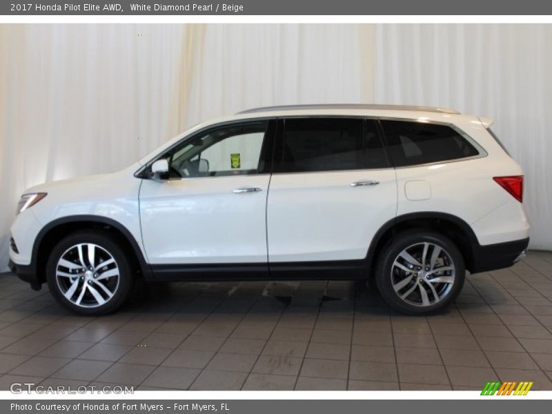 White Diamond Pearl / Beige 2017 Honda Pilot Elite AWD