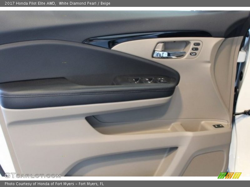 White Diamond Pearl / Beige 2017 Honda Pilot Elite AWD