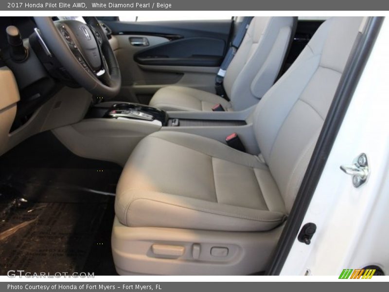 White Diamond Pearl / Beige 2017 Honda Pilot Elite AWD