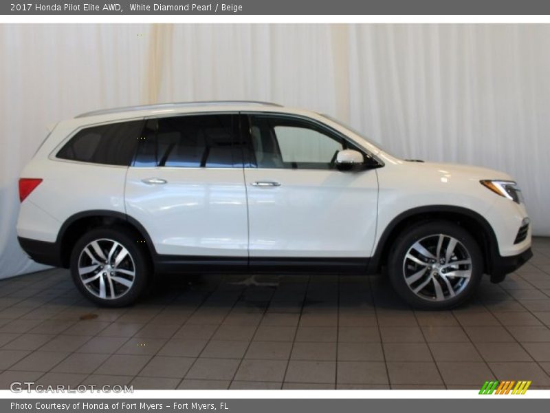 White Diamond Pearl / Beige 2017 Honda Pilot Elite AWD