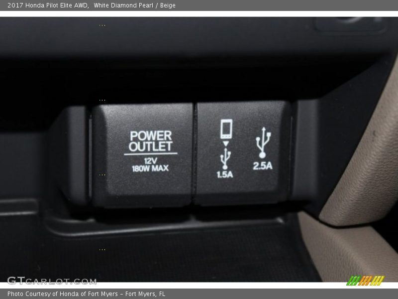 White Diamond Pearl / Beige 2017 Honda Pilot Elite AWD