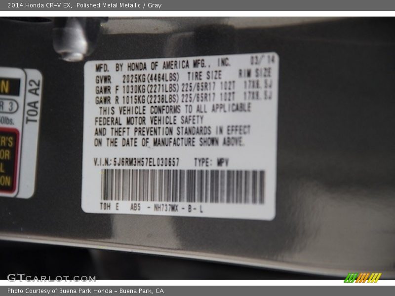 Polished Metal Metallic / Gray 2014 Honda CR-V EX