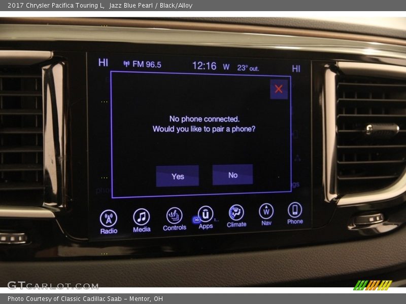 Jazz Blue Pearl / Black/Alloy 2017 Chrysler Pacifica Touring L