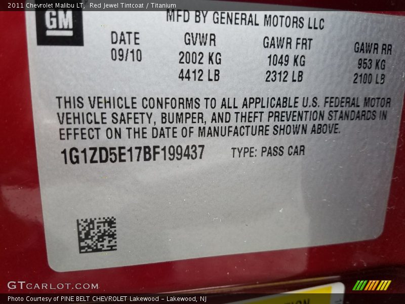 Red Jewel Tintcoat / Titanium 2011 Chevrolet Malibu LT