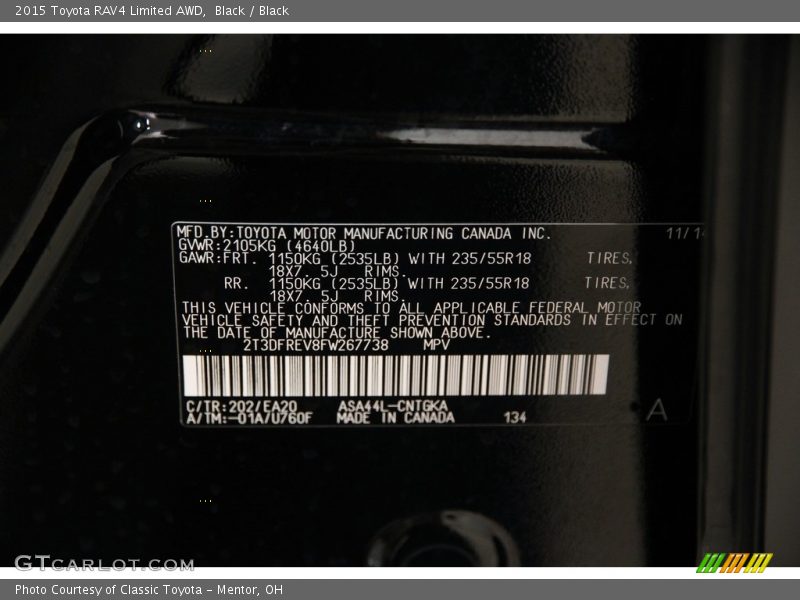 Black / Black 2015 Toyota RAV4 Limited AWD
