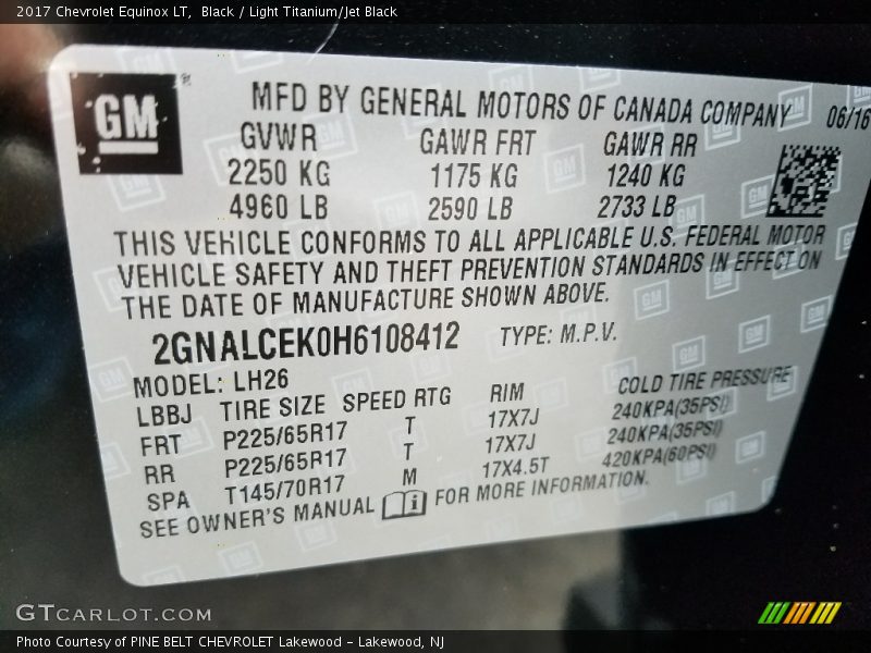 Black / Light Titanium/Jet Black 2017 Chevrolet Equinox LT