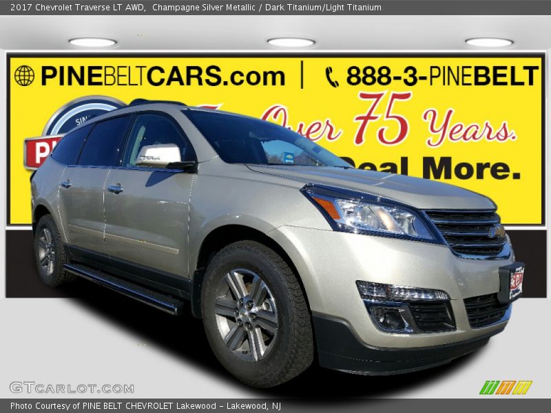 Champagne Silver Metallic / Dark Titanium/Light Titanium 2017 Chevrolet Traverse LT AWD