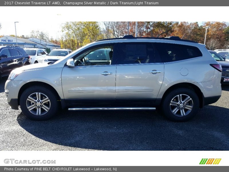 Champagne Silver Metallic / Dark Titanium/Light Titanium 2017 Chevrolet Traverse LT AWD
