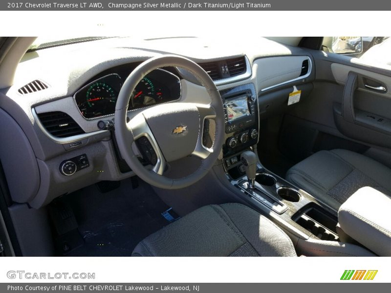 Champagne Silver Metallic / Dark Titanium/Light Titanium 2017 Chevrolet Traverse LT AWD