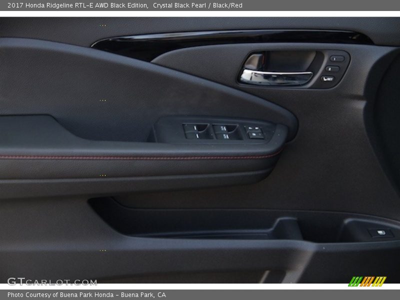 Crystal Black Pearl / Black/Red 2017 Honda Ridgeline RTL-E AWD Black Edition