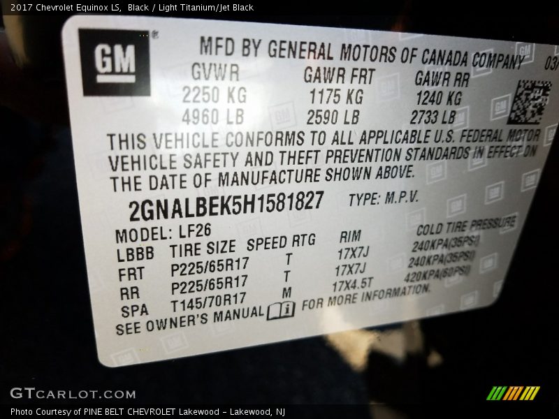 Black / Light Titanium/Jet Black 2017 Chevrolet Equinox LS