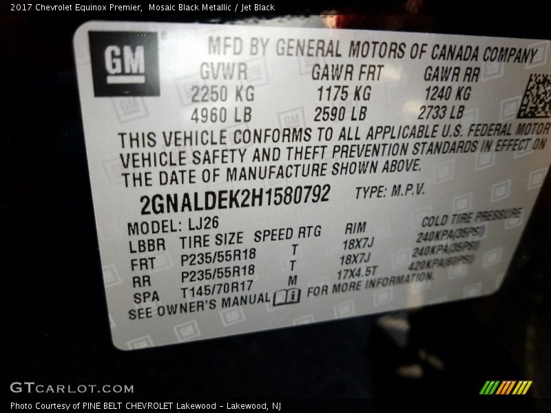 Mosaic Black Metallic / Jet Black 2017 Chevrolet Equinox Premier