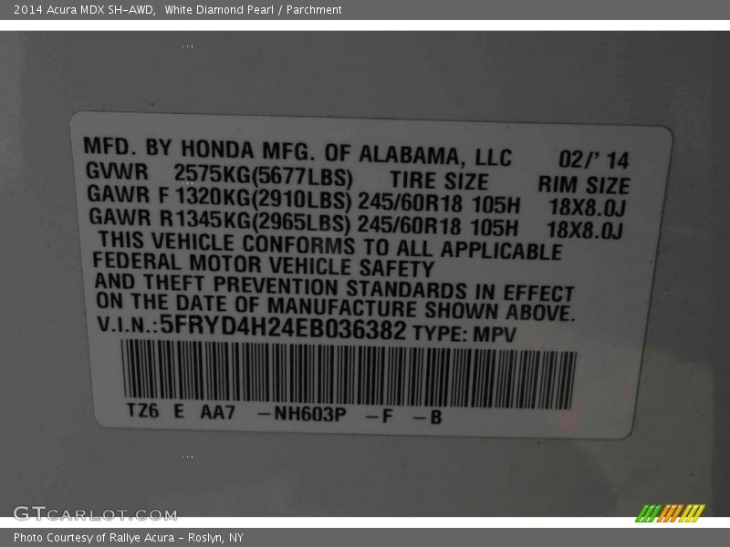 White Diamond Pearl / Parchment 2014 Acura MDX SH-AWD