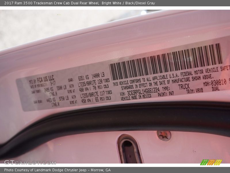 Bright White / Black/Diesel Gray 2017 Ram 3500 Tradesman Crew Cab Dual Rear Wheel